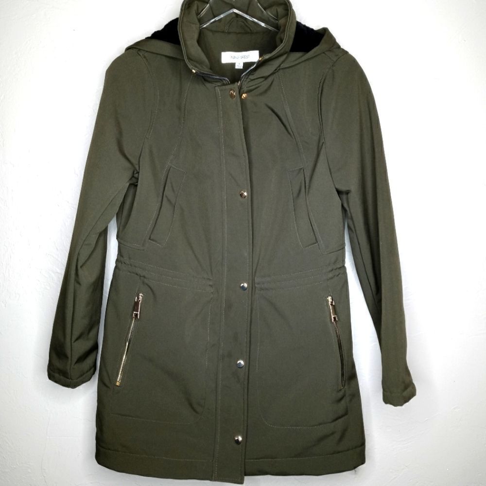 Nine West Green Anorak Hooded Parka Jacket